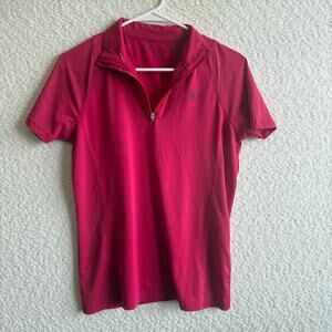 Ariat tek womens pink collard 1/4 zip pink fushia top sx med horeback riding